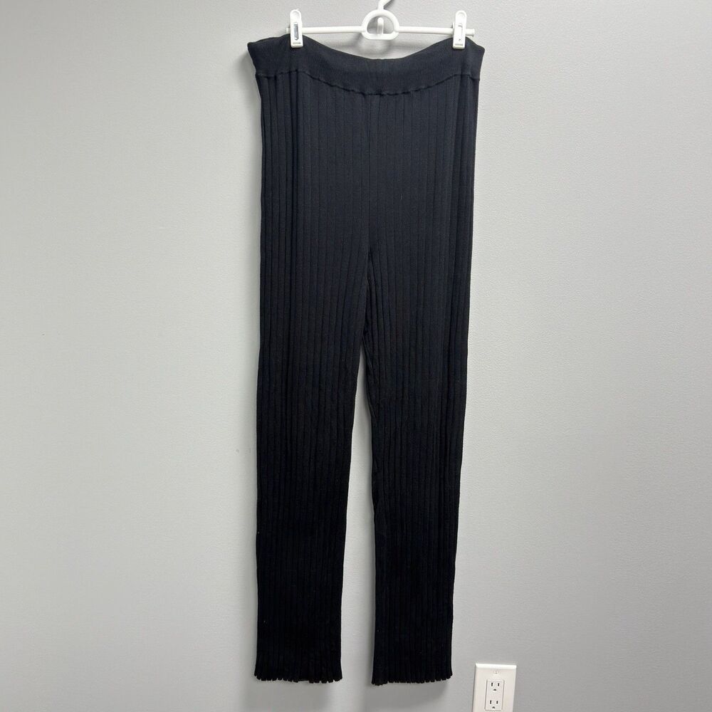 Abercrombie & Fitch Women's Black Ribbed Knit Elastic Waist Lounge Pants Large